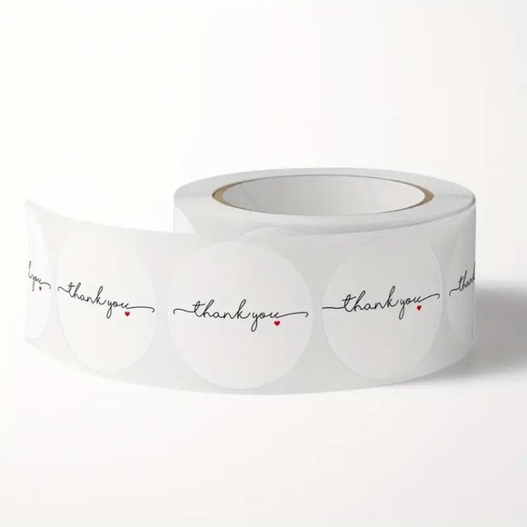 NEW 500 Stickers/roll Round Thank You Stickers Packaging Tags - White - Picture 5 of 5
